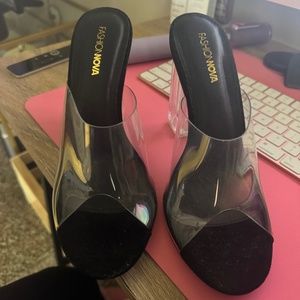 Fashion Nova Clear Black Heels